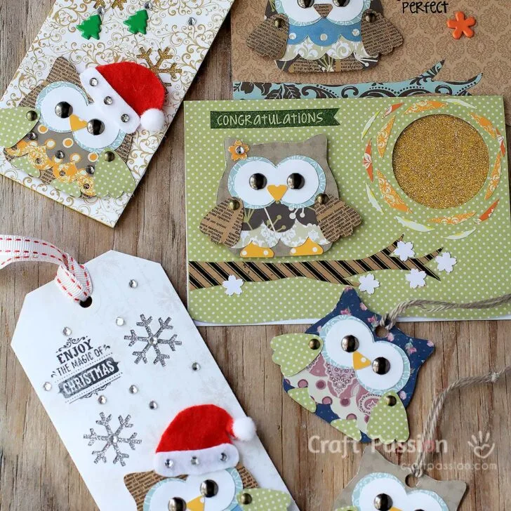 Universal owl pattern for card, scrapbooking, appliqué patchwork, sew into felt/leather charm. Enlarge pattern to sew into soft toy and other projects.