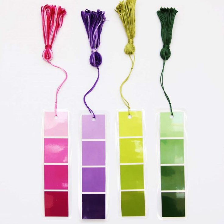 Brighten up your bookmarks with paint chips! This fun DIY project is super affordable and adds color to your pages. All you need is 5 minutes for a super enjoyable crafting session!