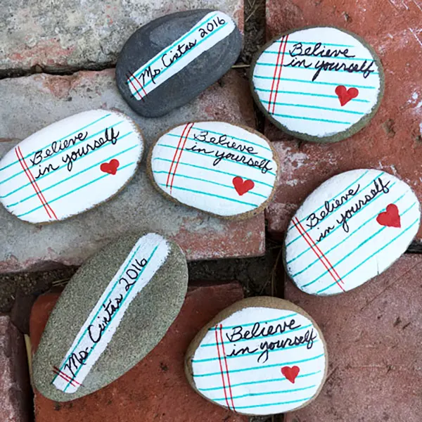 graduation gift rock painting idea