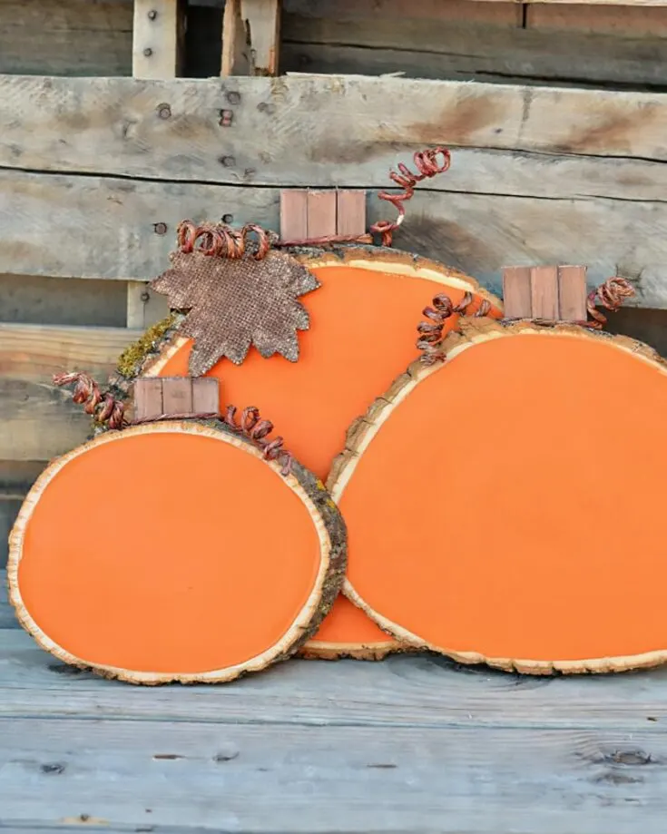 We love that this craft uses huge wood slices! It makes the whole vibe so rustic and natural. Follow the tutorial to paint them and turn them into your desired pumpkin with a few simple steps!