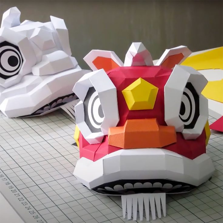 Make your own stunning 3D low-poly paper lion dance head&mdash;it&rsquo;s so gorgeous, the effort is totally worth it! Just download the PDF templates, print them on colorful paper, and follow the easy video tutorial to bring them to life. I am going to make it soon.