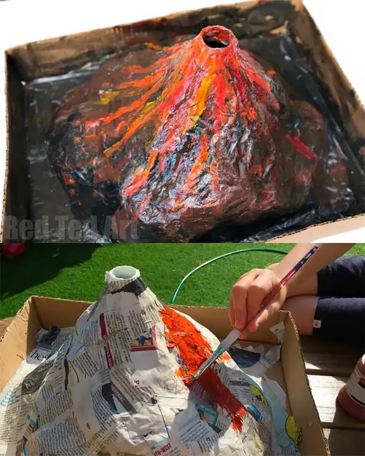 Bring the paper mache craft to the next level by adding a science element. If you're looking for a science project to DIY with your kids, this papier mache volcano is ideal for the classic "Science Fair" project.