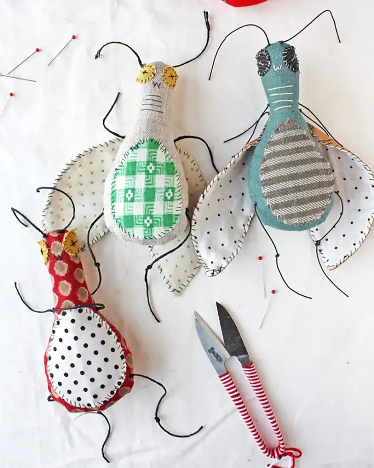 Although these bugs may look scary at first, these are picnic bugs! Completely harmless in nature, these friendly bugs often show up at picnics just to say hi. This little guy has a mischievous look that makes him so endearing, and it's another great way for you to use up your scraps. Although an eccentric choice for a plushie, give him a try!