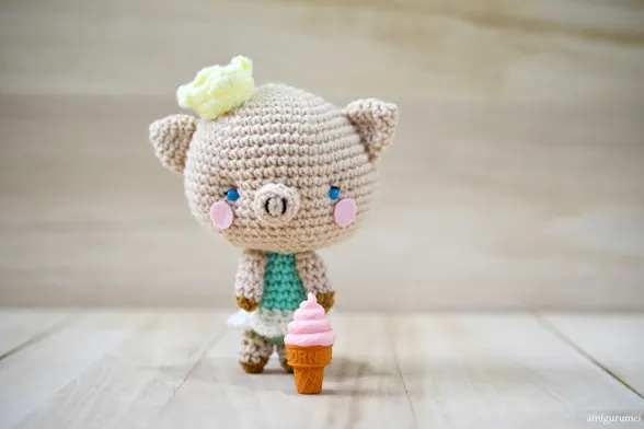 Get the free crochet pig pattern to make the world cutest Amigurumi Pig, Princess P. She is a 5" tall stuffed pig wearing a ballerina skirt & a princess crown.