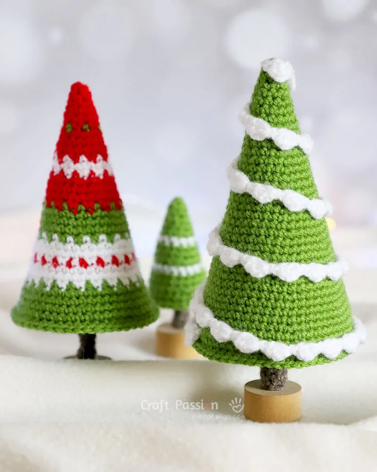 If you know how to crochet, these adorable pine trees are a must-make! They&rsquo;re fun, festive, and the perfect addition to your holiday decor. With their charming details and customizable colors, they&rsquo;ll bring a cozy, handmade touch to any space. Plus, they&rsquo;re so satisfying to make&mdash;you&rsquo;ll want to crochet a whole forest!