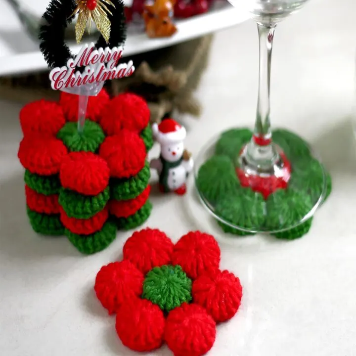 Learn how to make crochet Christmas coaster with our free pattern inspired by the Poinsettia flower. Bonus pattern: Snow Flakes Ornament.