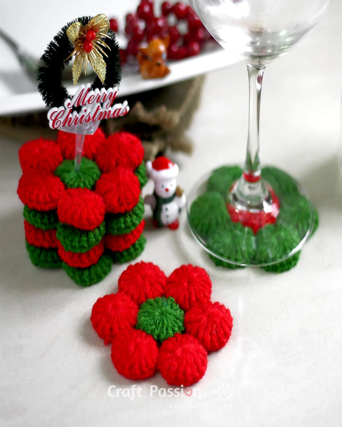 Learn how to make crochet Christmas coaster with our free pattern inspired by the Poinsettia flower. Bonus pattern: Snow Flakes Ornament.