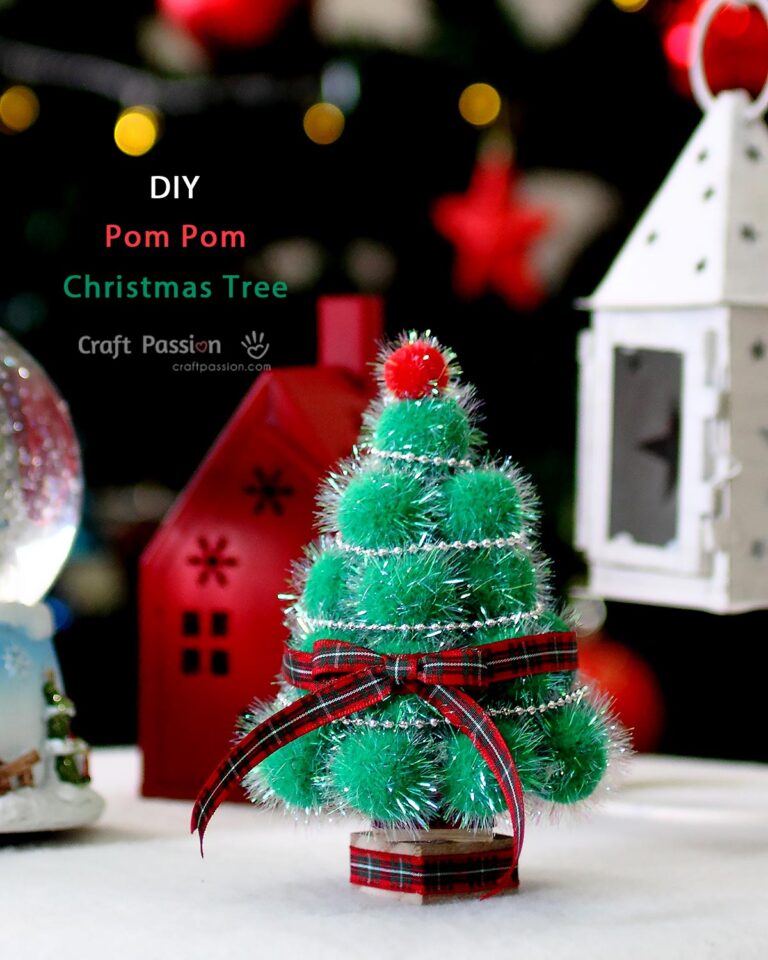 A quick & easy Christmas project that kids can DIY, Pom-Pom Christmas Tree. Get the tutorial on how to make the DIY Christmas tree & decorate it.