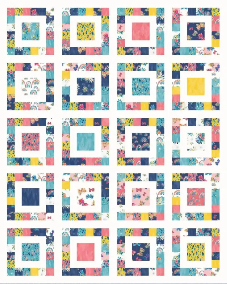 Using pre-cut fabric bundles to simplify this quilt's cutting process makes this project super beginner-friendly! This quilt's fantastic and cheerful pattern makes it so visually pleasing to look at, and it&rsquo;s definitely a must-try design on your to-quilt list! This pattern also yields a quilt size of 58&rdquo; x 72&rdquo;.