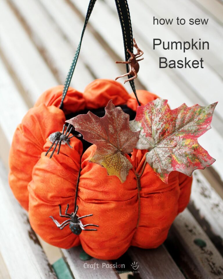 Free sewing pattern & tutorial on how to sew a Halloween pumpkin basket. Perfect for for the trick or treating activities.