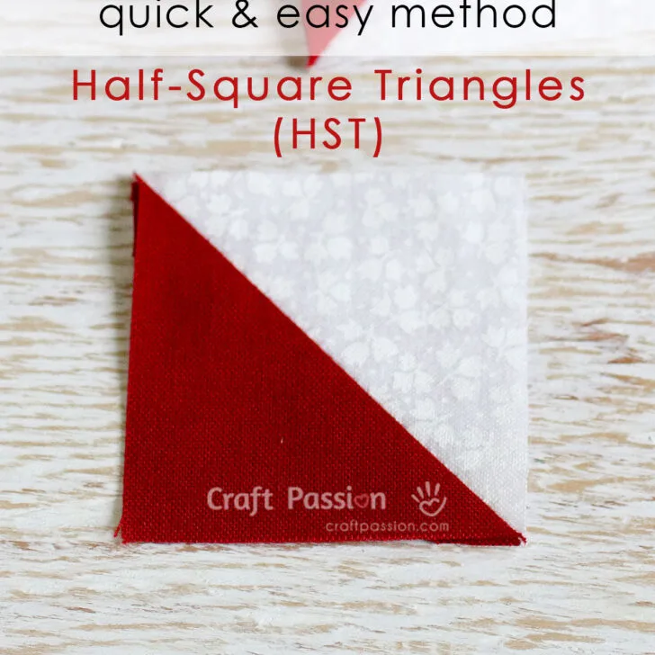 A quick & easy way to make many 2-color half square triangles quilt blocks (HST). No more hassle of joining up lots of small triangle pieces.