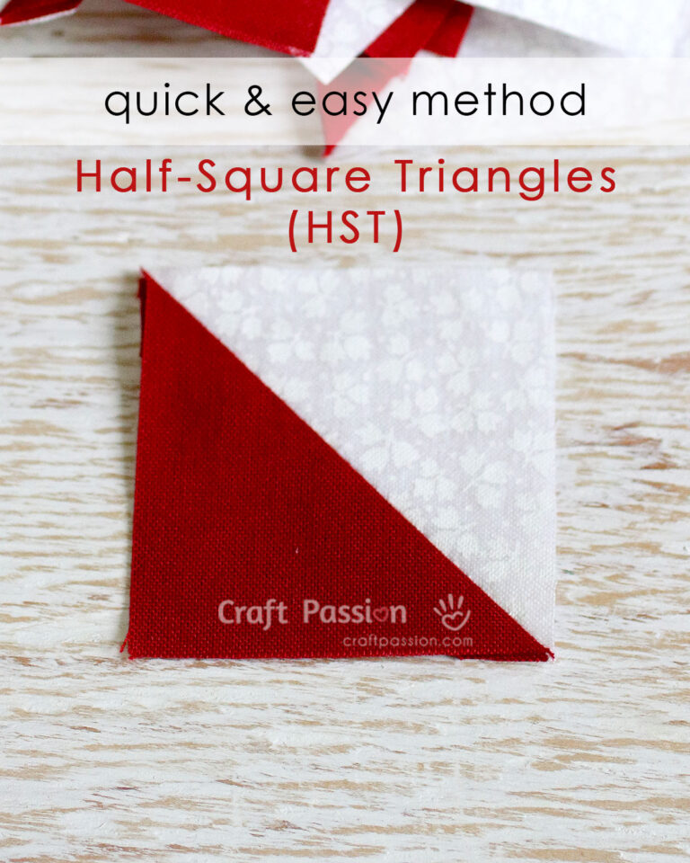 A quick & easy way to make many 2-color half square triangles quilt blocks (HST). No more hassle of joining up lots of small triangle pieces.