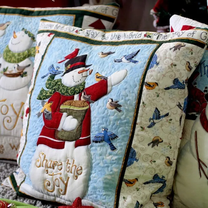 Quilted Snowman Pillow Cover