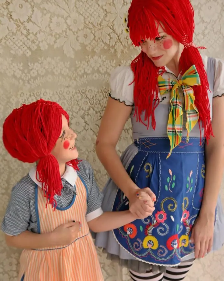 Here's another cute and adorable mother-and-daughter costume you can try with your little girl! DIY these simple yet unique rag doll costumes made from simple craft items.