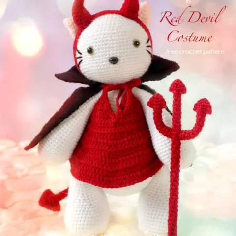 crochet red devil costume for amigurumi