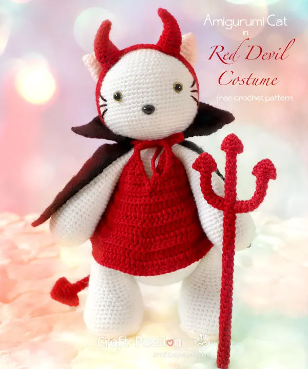 crochet red devil costume for amigurumi
