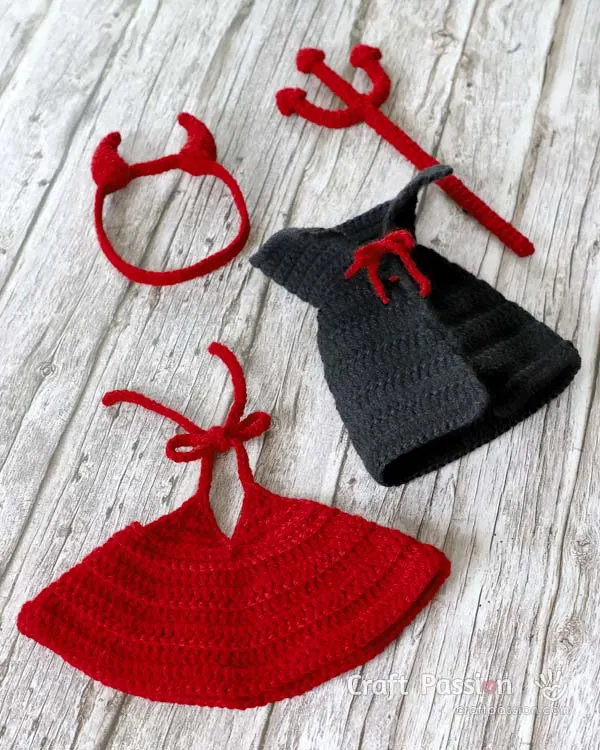 crochet halloween devil costume for doll