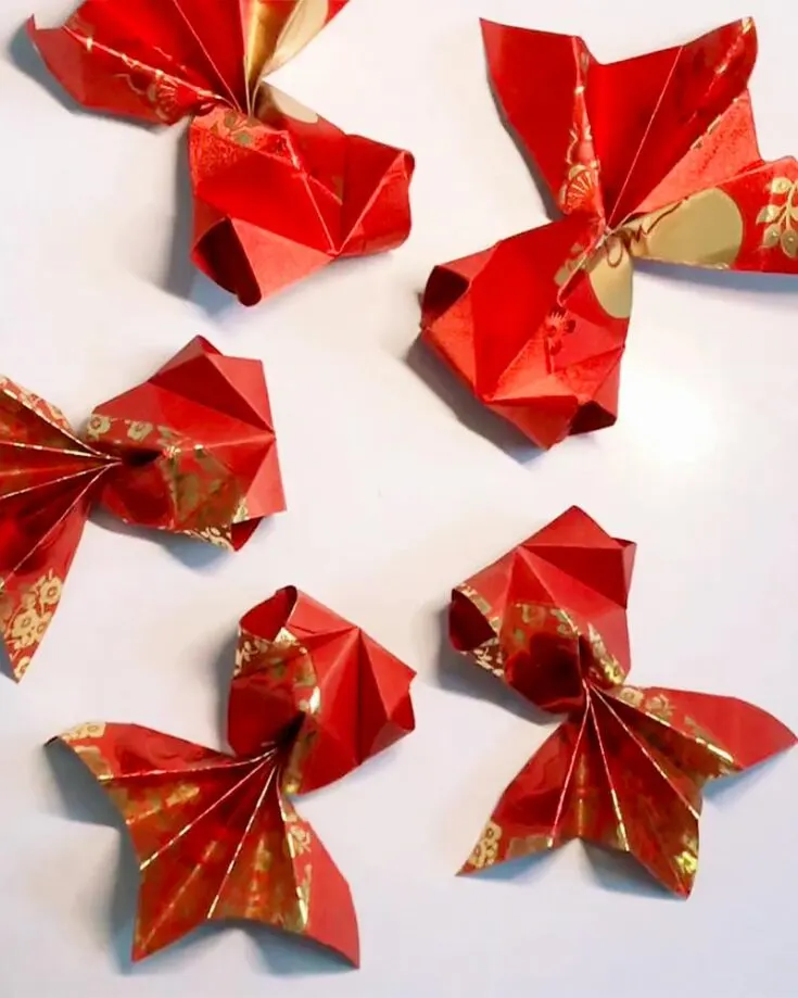 Here is another fish crafts for Chinese New Year that's also made from red envelope. Goldfish symbolizes wealth and harmony; it&rsquo;s a simple and festive way to repurpose red envelopes for Chinese New Year.