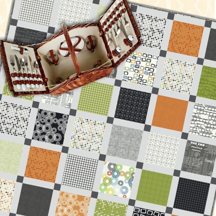 Learn how to quilt this easy Reel Time Picnic Quilt design! The pattern comes with easy-to-follow instructions to help you recreate this fun, playful quilt design, which is ideal for picnics and cozy afternoons. It&rsquo;s a delight to make; the finished size is 72&rdquo; x 83.5&rdquo;.
