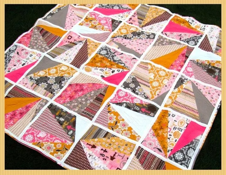 Here's an 86" x 86" refracted quilt pattern made with fat quarters! To make a precise cut for the refraction design, it's best to use a cutting mat and rotary cutter at hand.