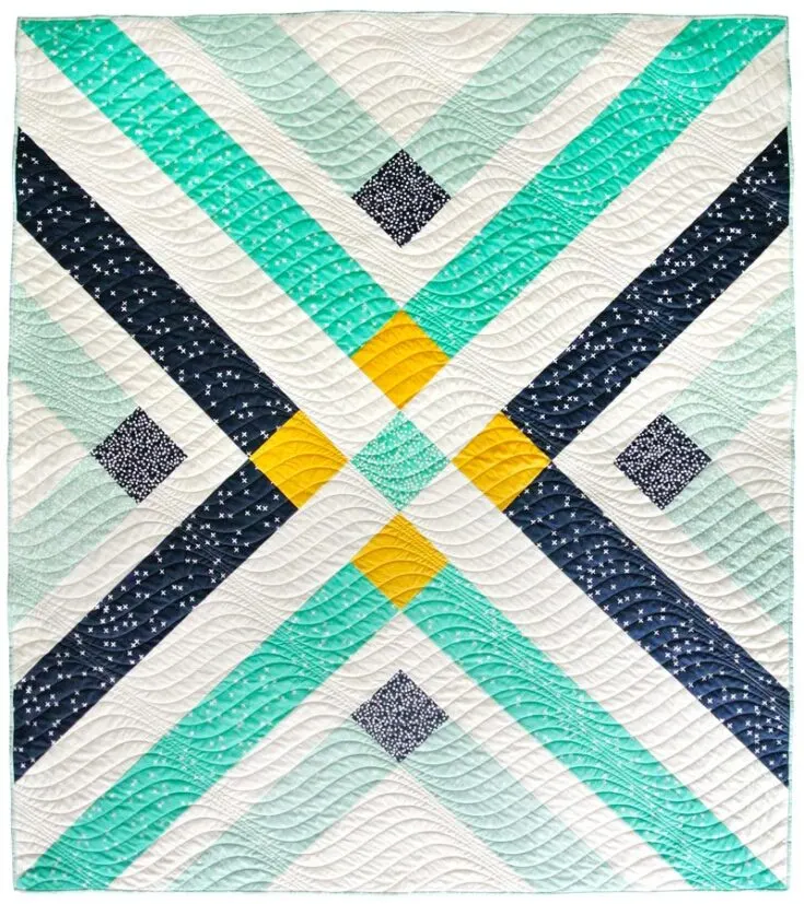 Check out this classy vintage-style quilt pattern from Suzy Quilts! It's made with 4 triangles pieced together by sashing.