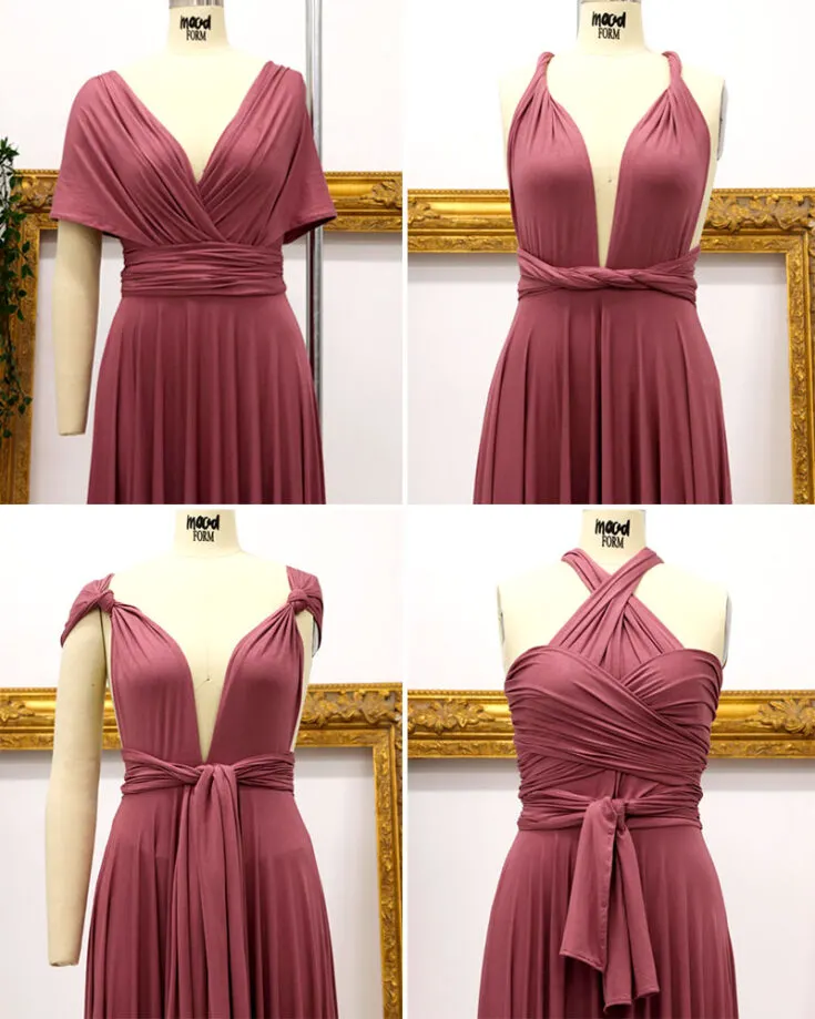 An epitome of versatility, this Rhodes Infinity Dress could be styled in so many ways! This bridesmaid dress gracefully accentuates your curves, while the flowing A-line skirt adds an ethereal touch as you glide across the room. For this garment, it's recommended to use elastic fabric such as jersey.