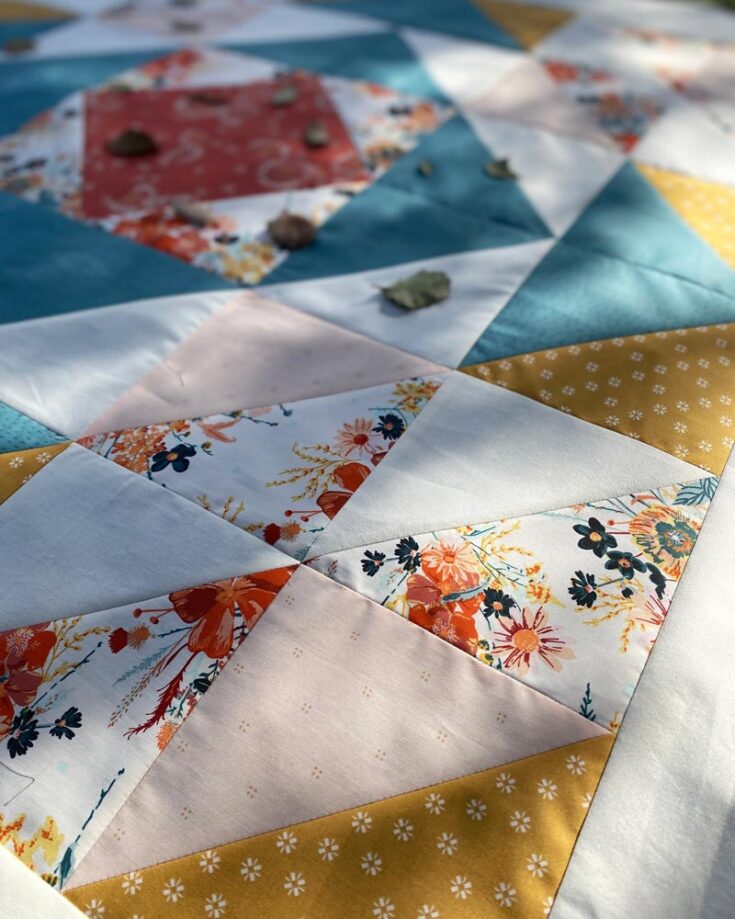 Bring this quilt on your road trips with your family and friends! It&rsquo;s so gorgeous with its geometrical shapes by making half square triangle blocks and fun and versatile. Though this quilt is more expensive compared to others, it offers you two different layout instructions and sizes in the PDF. It&rsquo;s available in sizes: Small (36&rdquo; x 36&rdquo;) Large (48&rdquo; x 64&rdquo;)