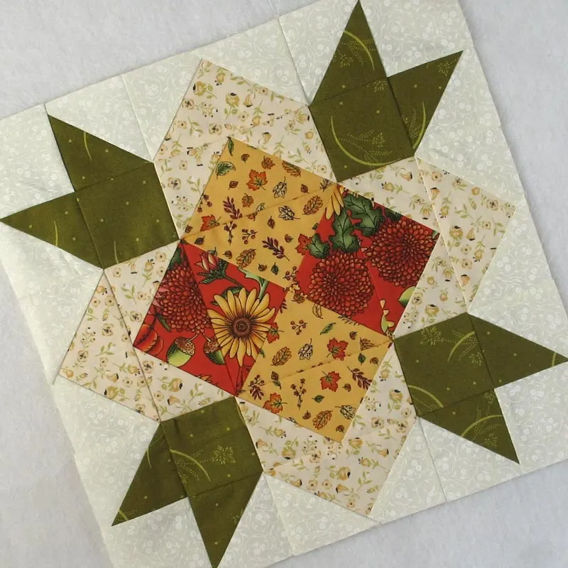 Featuring calm and tranquil quilt block designs is a must for our star quilt patterns list. Learn to make this Blossoming Cactus quilt block with this tutorial, which will guide you through and through. It&rsquo;s a great project to unwind and explore creativity while sharpening your quilting skills. The finished size of the block is precisely 12&rdquo; x 12&rdquo;.
