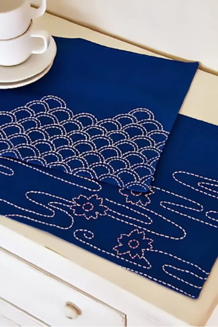 If you&rsquo;re seeking a practical yet decorative set, this pattern is right up your alley. Step into a world of whimsy and creativity with this beautiful Sashiko embroidery to add a touch of handmade magic to your dining experience.&nbsp;