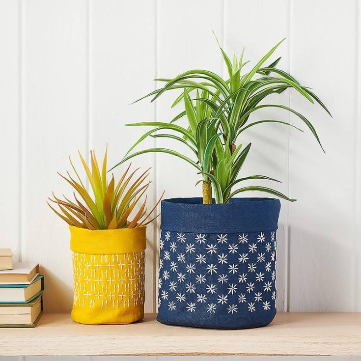 Here is another fun and creative Sashiko pattern design you can try at home. Add a touch of Japanese culture to your plant oasis, and let your creativity bloom with every embroidered stitch.&nbsp;
