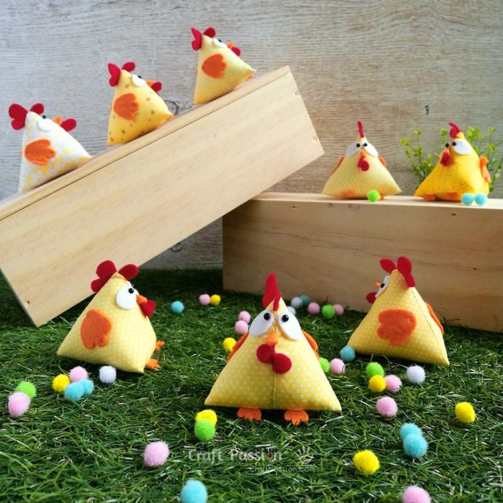 This adorable lucky chicken is another quick and simple project that can be made with any scraps you have. It can be used as anything you want, a beanbag, pin cushion, paperweight, or even a potpourri sachet. You can use a mixture of scraps to make a colorful chicken army!
