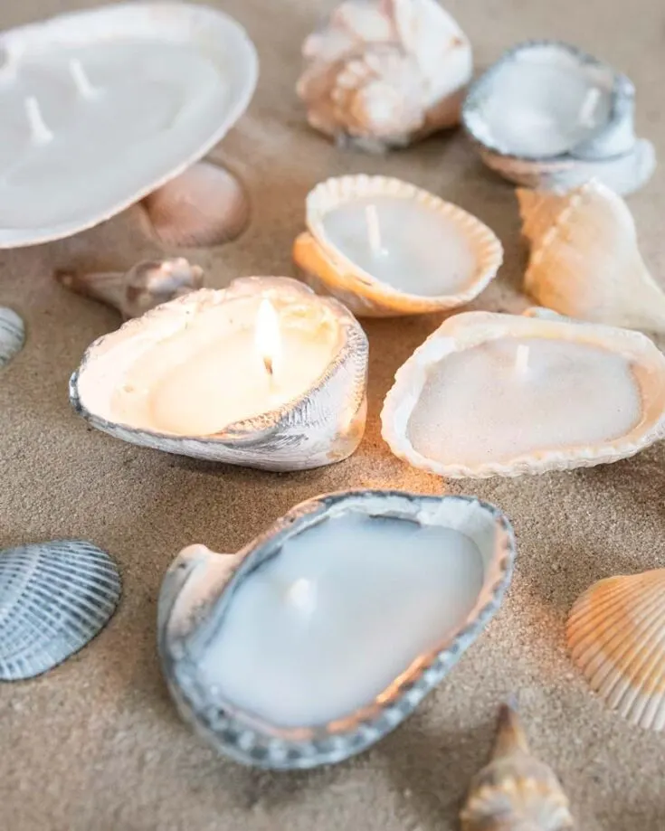 If you&rsquo;ve got leftover wax from old candles around the house, this project is a breeze! Just pop the wax out of the metal casing, melt it down, and pour it into your seashells. These seashell candles bring a cozy, beachy vibe to any space!