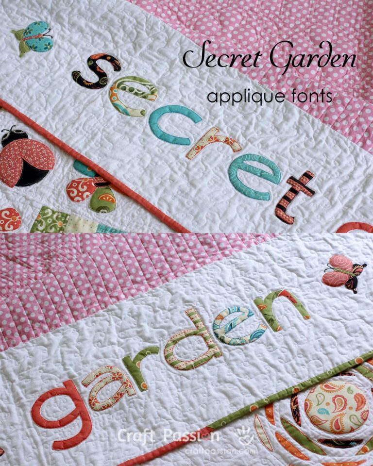 Free alphabet applique patterns & tutorial for "Secret Garden" Quilt. Complete the Secret Garden Quilt with this secret garden applique fonts.