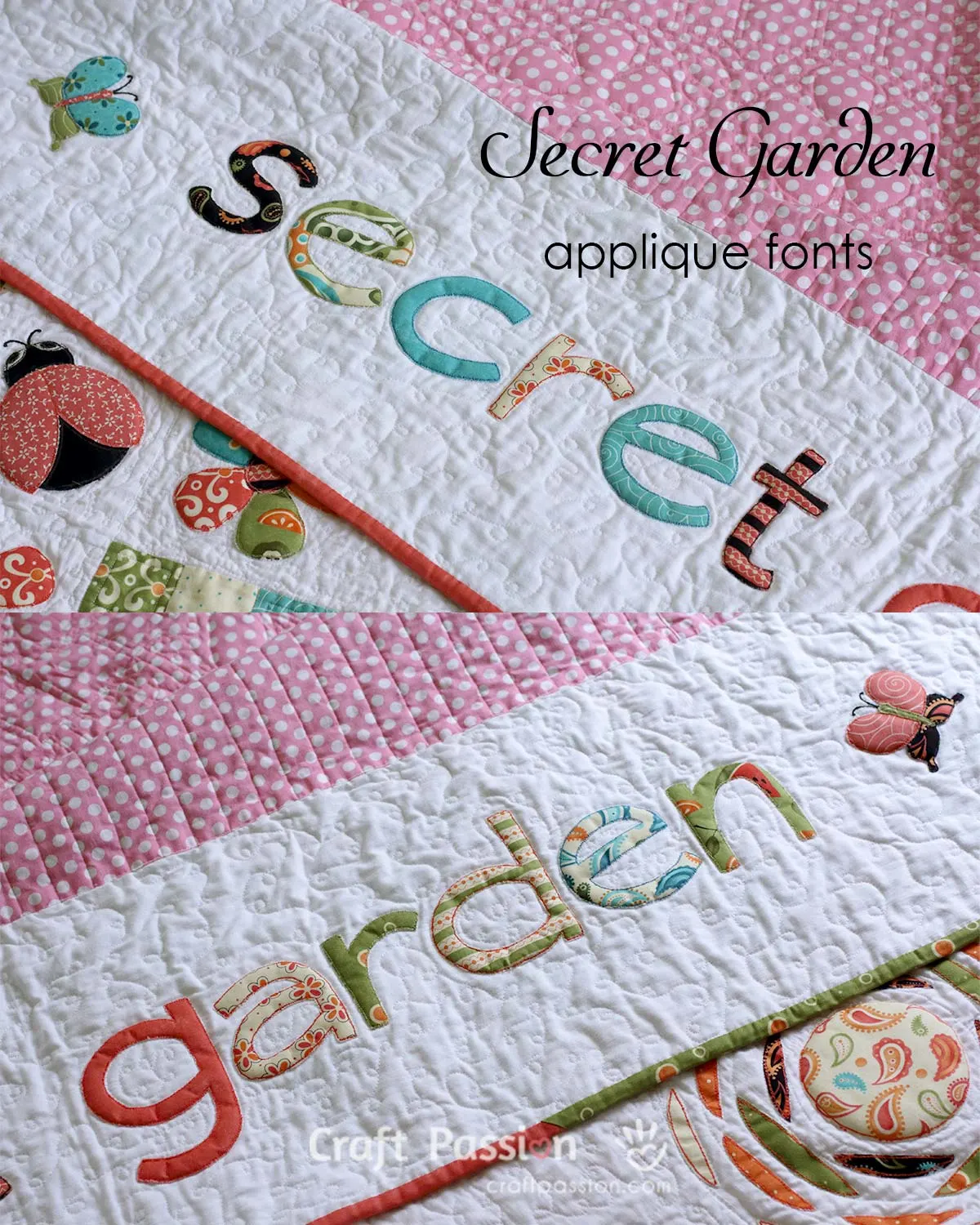 Free alphabet applique patterns & tutorial for "Secret Garden" Quilt. Complete the Secret Garden Quilt with&nbsp;this secret garden applique fonts.