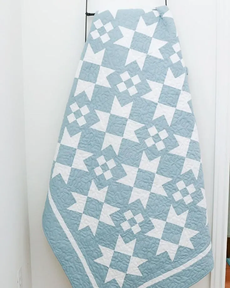 Indulge in the charm of this star quilt pattern from Diary of a Quilter. This pattern is excellent for quilters of all skill levels, and to receive the free pattern, you can choose to make it as a two-tone quilt in solid colors or to make it with a variety of prints. All you need to do is sign up for the newsletter, and the print will be emailed to you.