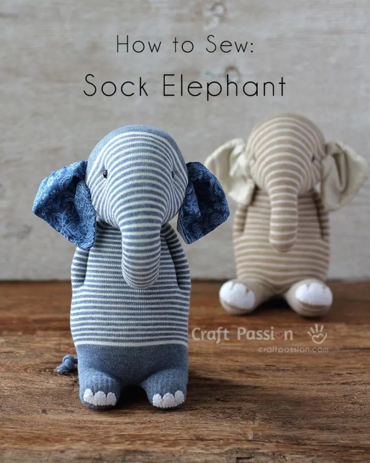 This cuddly elephant features long droopy ears and a lengthy trunk. It comes in two versions: one with long legs and the other with short legs, each made from different types of socks. If you have the materials handy, give it a try! Elephants may never forget, but we humans often do!