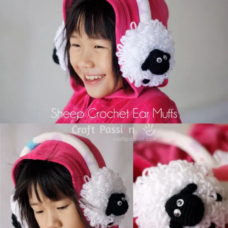 Make this cute Sheep crochet earmuffs for kids, they will love it. The design of this sheep earmuffs was inspired by the hilarious flock in the Shaun The Sheep.