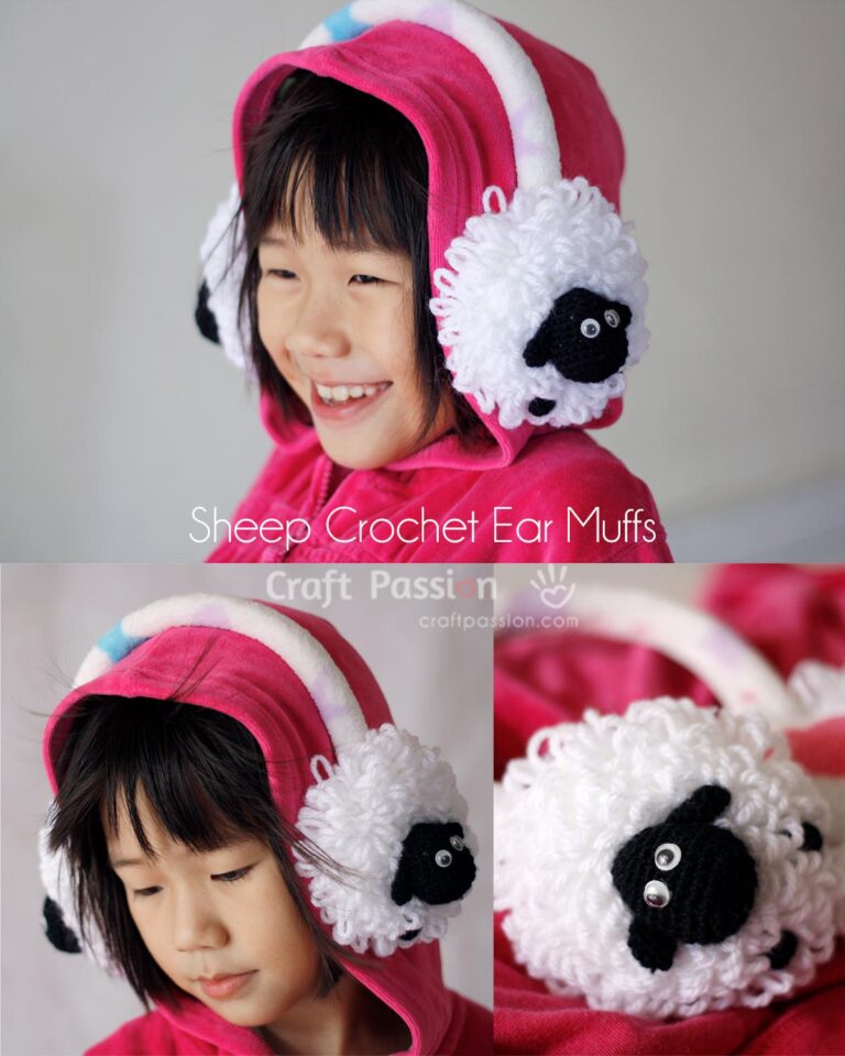 Make this cute Sheep crochet earmuffs for kids, they will love it. The design of this sheep earmuffs was inspired by the hilarious flock in the Shaun The Sheep.