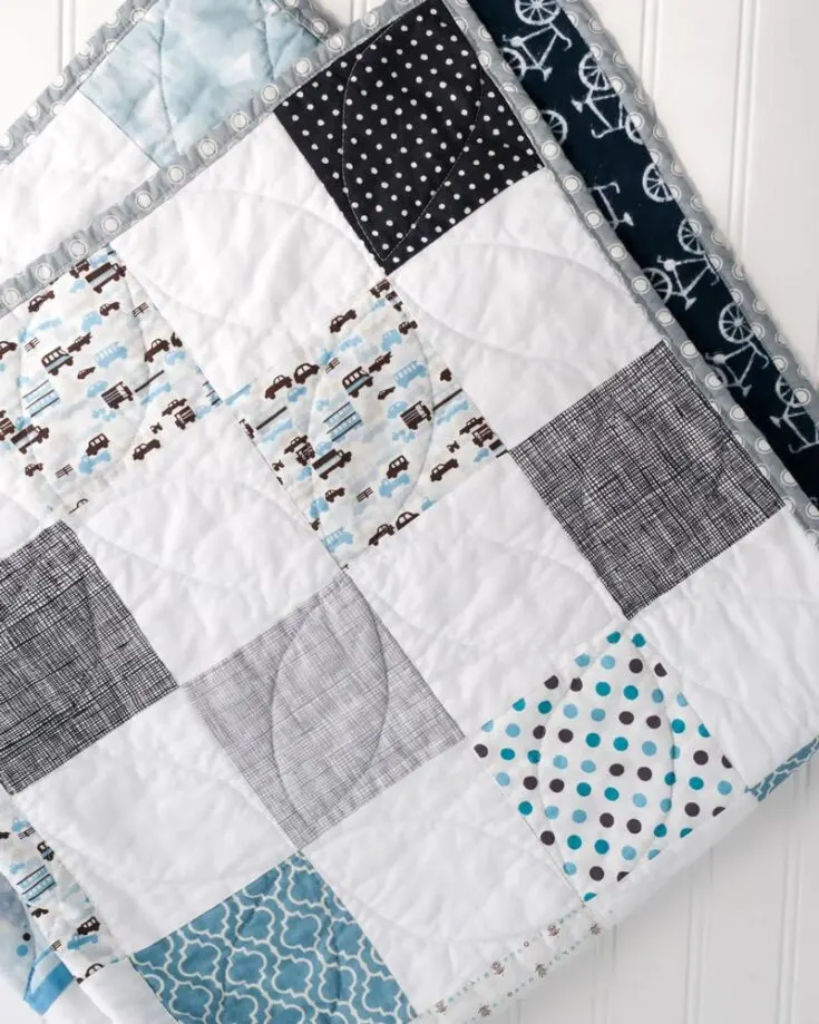 Learn to quilt this Simple Patchwork Color Blocked baby quilt! It&rsquo;s a delightful project perfect for crafting a cozy and colorful addition to any nursery. This pattern features bold block colors arranged from the darkest to lightest, and it&rsquo;s a minimalistic quilt design! The finished size is 47&rdquo; x 47&rdquo;.
