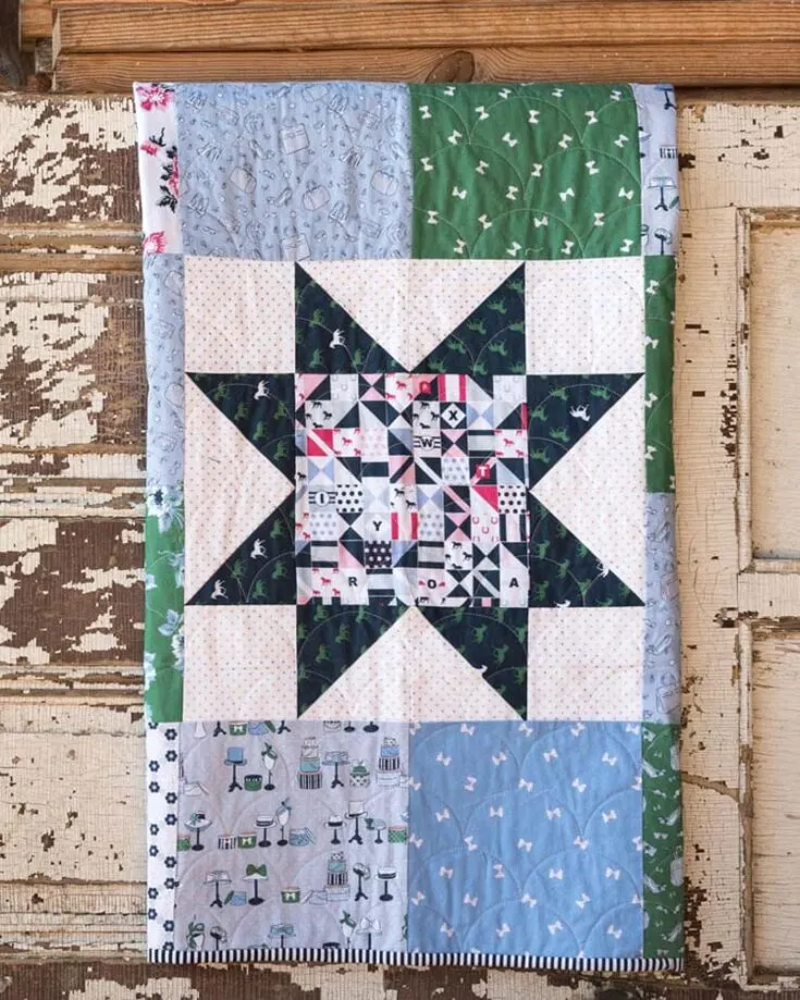 Show off your favorite fabric prints with this simple Sawtooth Star baby quilt! This pattern is easy to make, using the no-waste flying geese method to quilt the sawtooth blocks. This design is approximately 48&rdquo; x 48&rdquo;, making it a perfect snug for your baby.