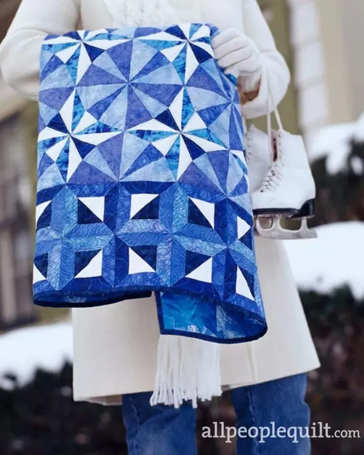 Have a look at this gorgeous &ldquo;Snow Crystals&rdquo; wall-hanging quilt that captures the serene beauty of winter with its intricate design. This pattern fits intermediate and advanced quilters as the striking design is made with a harmonious blend of blues and whites, creating a cool, crystalline effect that looks like snowflakes. Capture the essence of winter with this 40&rdquo; x 40&rdquo; pattern.