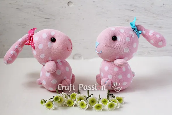 Quick & easy way to sew soft toys with sock. Follow the step by step photos and instruction to sew a sock bunny stuffed animal by using only 1 sock.