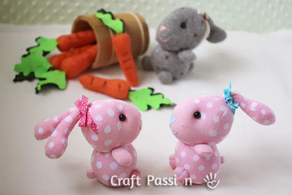 Quick & easy way to sew soft toys with sock. Follow the step by step photos and instruction to sew a sock bunny stuffed animal by using only 1 sock.