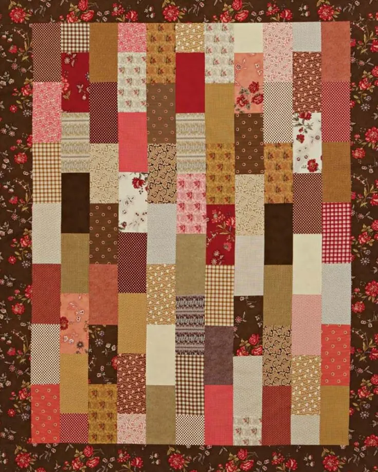 Besides making layer cake quilts in squares, this stacked rectangles design is a versatile pattern that all must try. This quilt, created with rectangular blocks arranged vertically, offers a contemporary twist on traditional quilting. It&rsquo;s an ideal piece for quilters of all skill levels, and the quilt measures 62&rdquo; x 79&rdquo;.