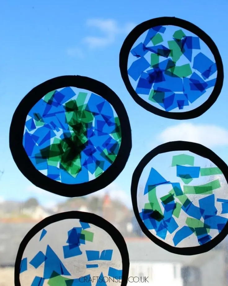 Besides Summer, Spring can be quite sunny as well since our gorgeous flowers need to bloom. Dazzle up your kid's windows with these fantastic stained glass Earth suncatchers to block out sun rays from entering your home! This DIY project will turn rays into a magical kaleidoscope of colors.