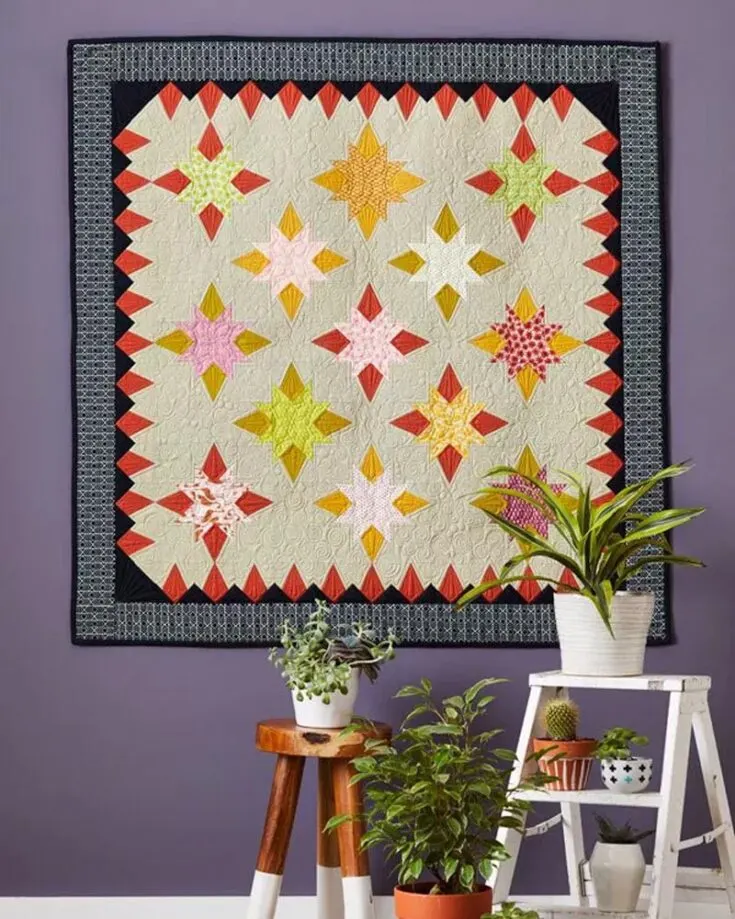 Apart from using it as quilts to keep you warm, you can also make it a decorative centerpiece in your living room. This &ldquo;Make Your Point&rdquo; quilt pattern offers bold star points set against a neutral background with dark borders for a high-contrast look. It&rsquo;s visually appealing and great for showing off your handmade work. This pattern yields a 45 &frac12;&rdquo; x 45 &frac12;&rdquo; wall hanging quilt.
