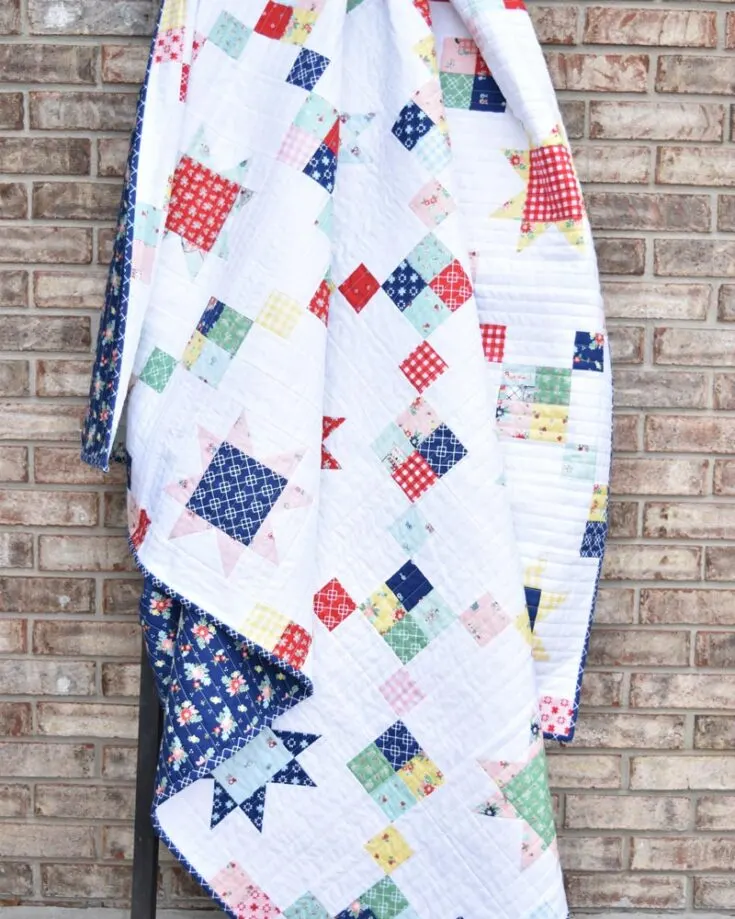 Learn to make this simple yet enchanting Star Chain layer cake pattern! It&rsquo;s a delightful design that transforms 10&rdquo; layer cake squares into a mesmerizing chain of stars, creating a captivating blend of elegance and simplicity. It comes with a YouTube video tutorial to guide you through how to replicate this 72&rdquo; x 72&rdquo; quilt.