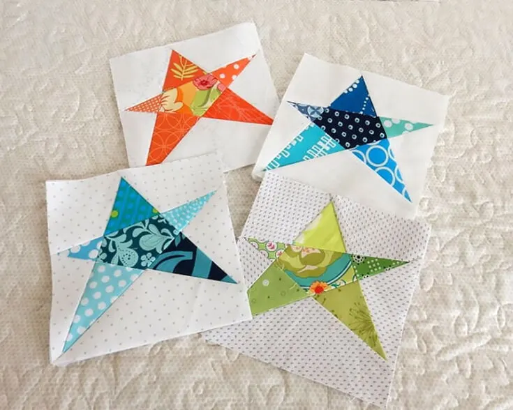This fantastic asymmetrical star block works well for any newbies looking to try out foundation paper piecing! This block can be completed with any leftover fabric from your previous projects, too! Besides, using a range of different prints makes each star even more unique.