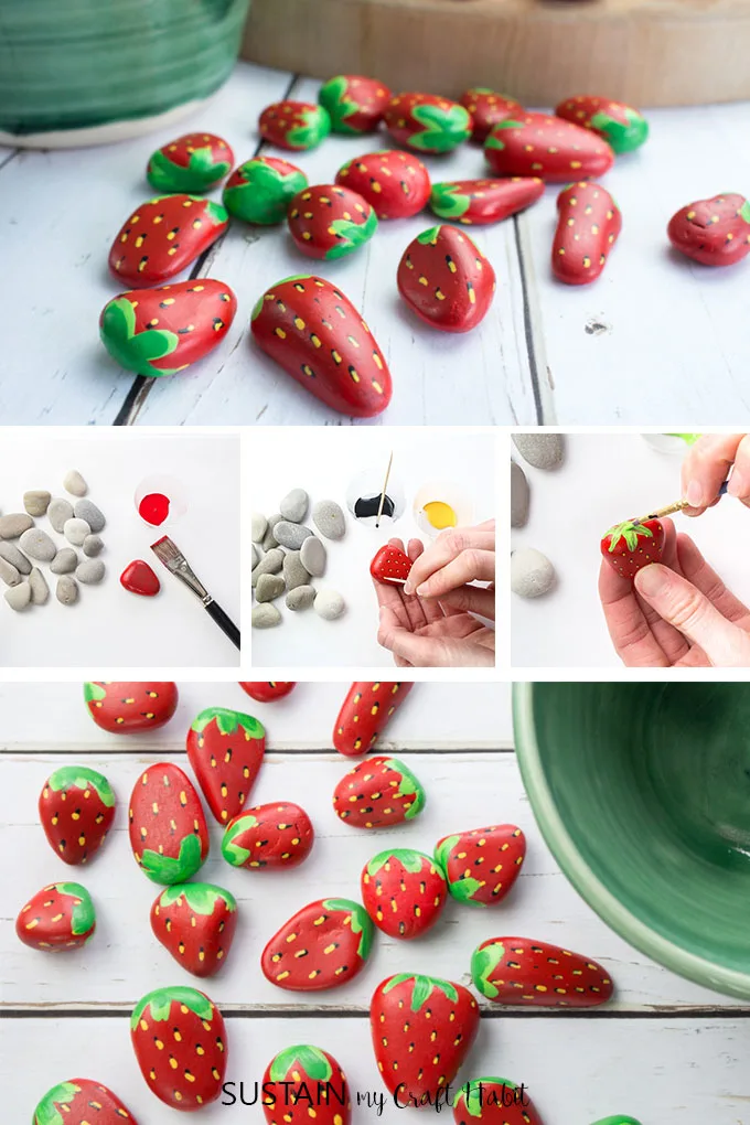 how to paint strawberry rocks