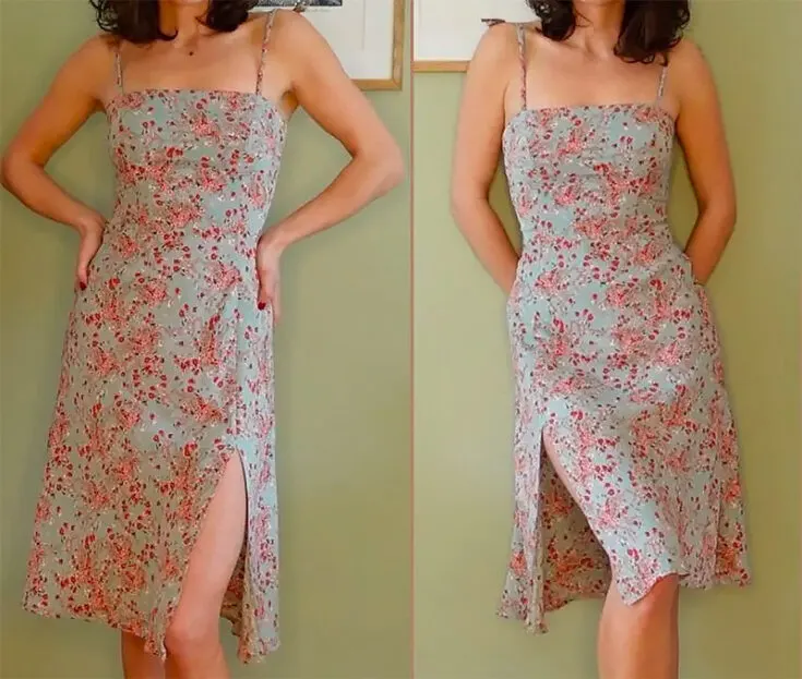 Here's a reformation-inspired summer dress from Eva Lova! For this sleeveless summer dress, you'll be drafting your pattern from scratch, so don't worry about its size. The bodice also has a shirred back to allow for more elasticity.